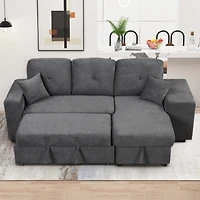 Streamdale Sectional Sofa Bed with Storage Chaise and 2 Stools