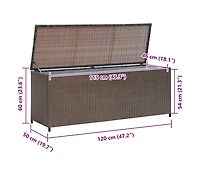 Patio Storage Box Brown 47.2"x19.7"x23.6" Poly Rattan