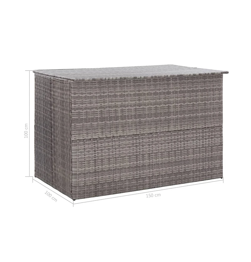 vidaXL Patio Storage Box Gray 59.1"x39.4"x39.4" Poly Rattan
