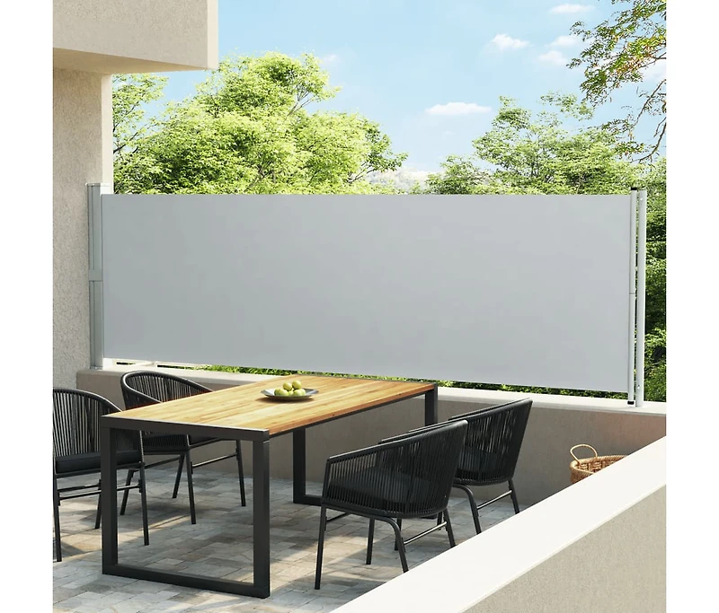 Patio Retractable Side Awning 55.1"x236.2" Gray