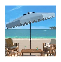 Safavieh Venice Single Scallop 9Ft Crank Outdoor Push Button Tilt Umbrella