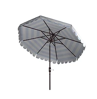 Safavieh Maui Single Scallop Striped 9Ft Crank Push Button Tilt Umbrella