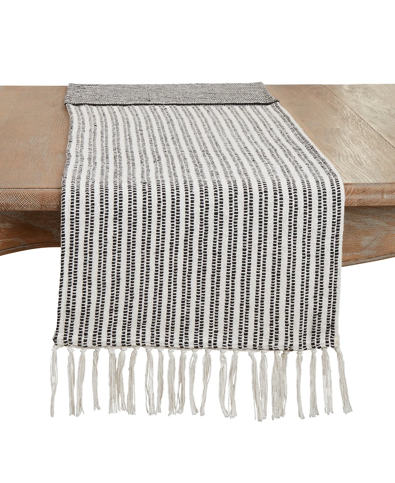 Saro Lifestyle Duo-Tone Stripe Table Runner, 16"x72"