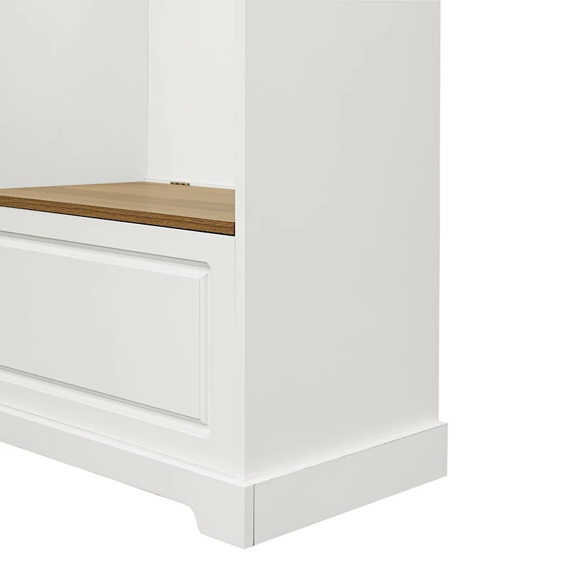 Simplie Fun White Hall Tree with Bench and Shoe Cabinet