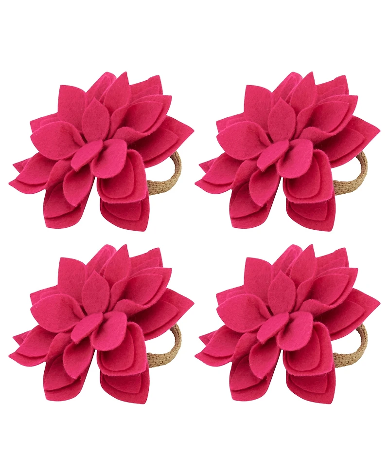 Saro Lifestyle Felt Blossom Napkin Ring, Set of 4