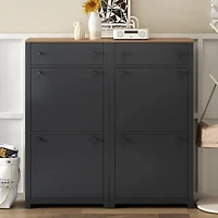 Streamdale Furniture Modern Black Shoe Cabinet with 4 Flip Drawers