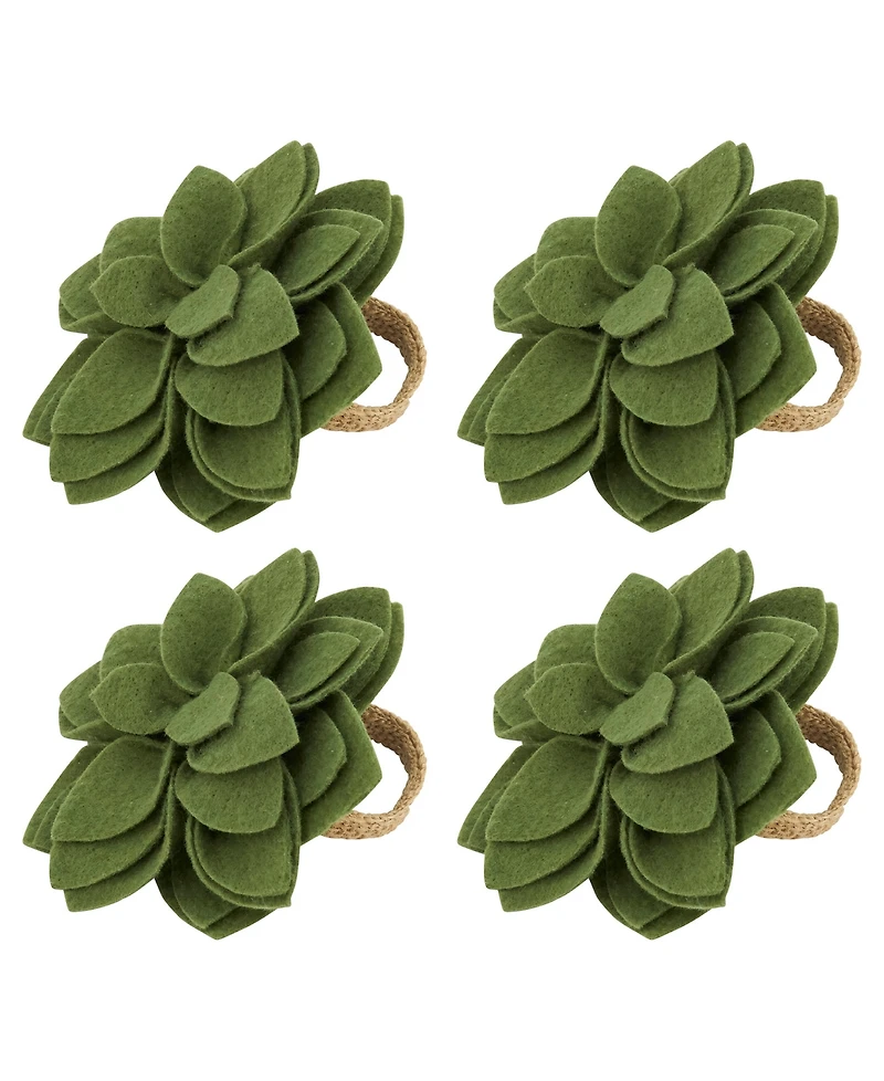 Saro Lifestyle Felt Blossom Napkin Ring, Set of 4