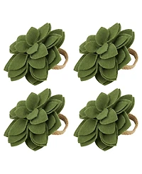 Saro Lifestyle Felt Blossom Napkin Ring, Set of 4