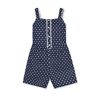 Hope & Henry Girls' Scallop Trim Button Front Linen Romper, Kids