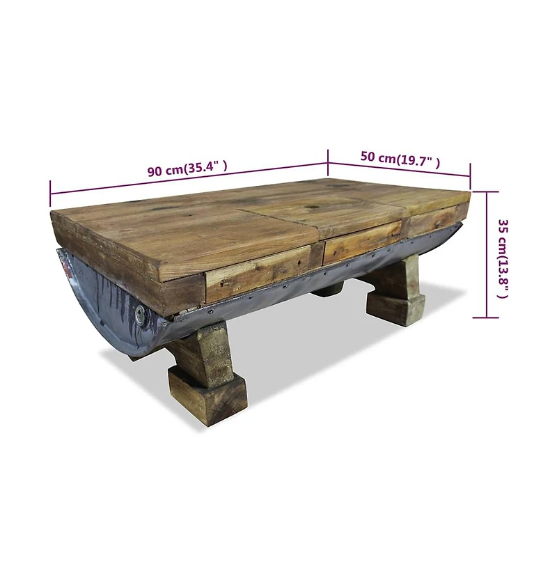 vidaXL Coffee Table Mixed Recycled Wood 35.4"x19.7"x13.8"