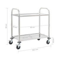 vidaXL 2-Tier Kitchen Trolley 38"x21.7"x35.4" Stainless Steel