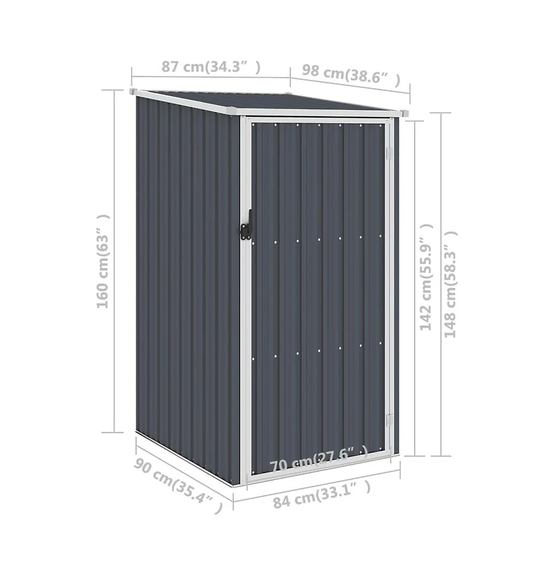 vidaXL Garden Shed Anthracite 34.3"x38.6"x62.6" Galvanized Steel