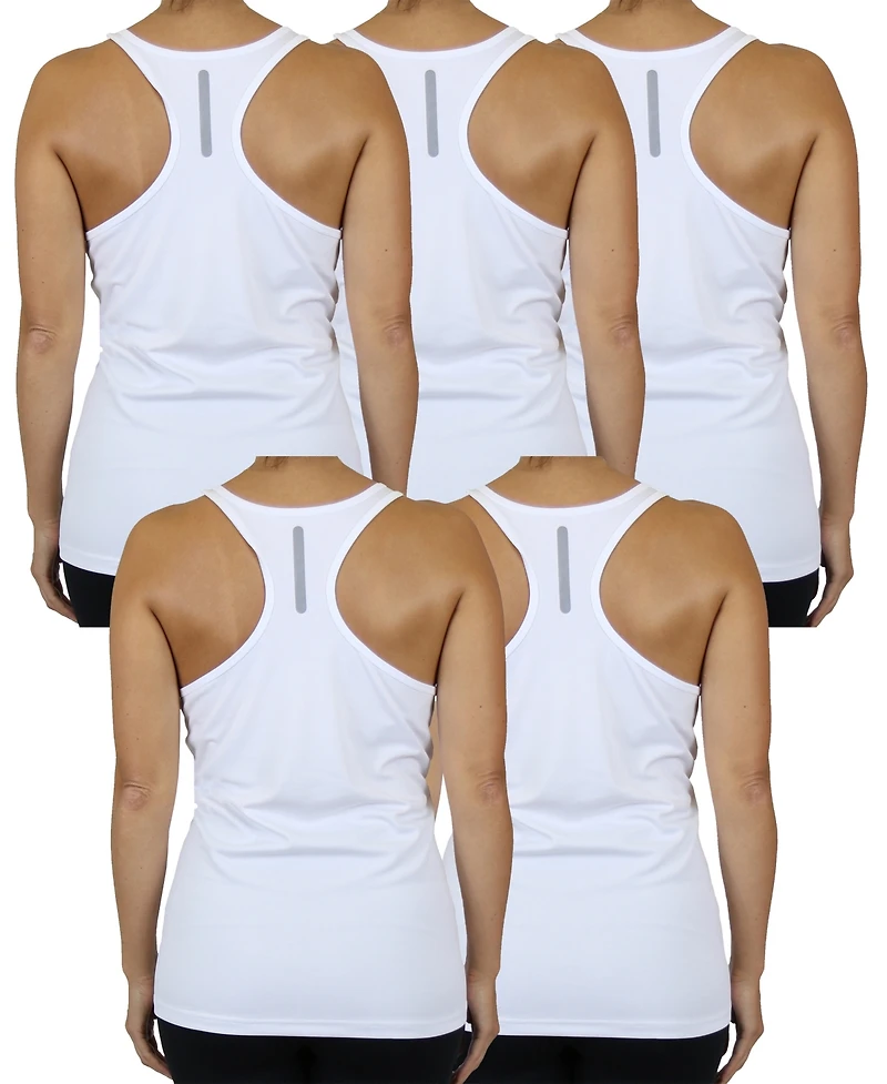 Galaxy By Harvic Women's Moisture Wicking Racerback Tanks-5 Pack