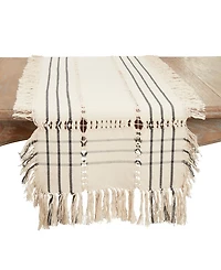 Saro Lifestyle Plaid Hemstitch Table Runner, with Fringe, 16"x72"