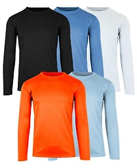 Galaxy By Harvic Men's Long Sleeve Moisture-Wicking Performance Crew Neck Tee - Pack