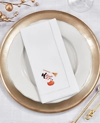 Saro Lifestyle Frosty Embroidered Snowman Napkin Set of 6, 20"x20"