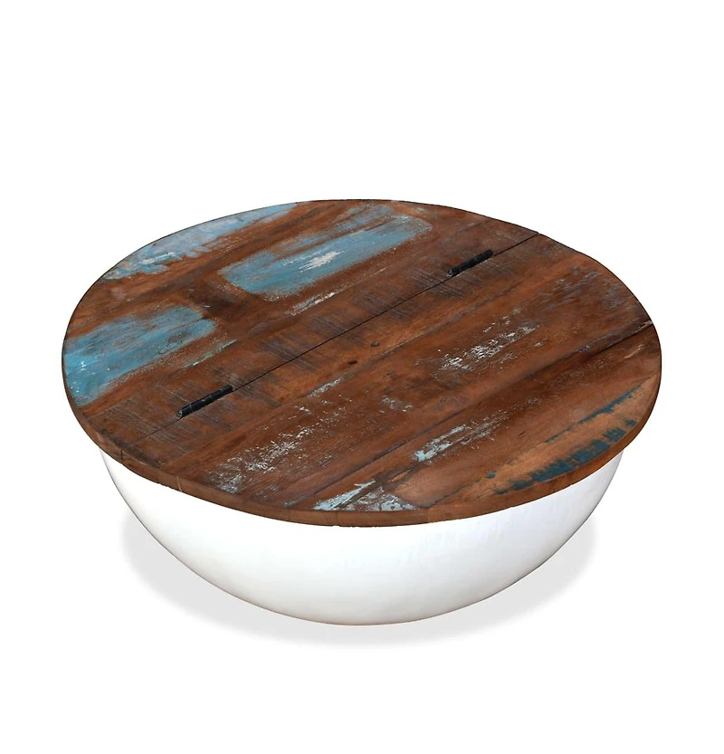 vidaXL Coffee Table Solid Reclaimed Wood White Bowl Shape