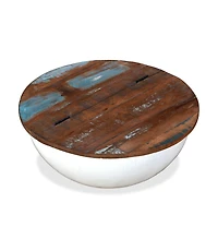 vidaXL Coffee Table Solid Reclaimed Wood White Bowl Shape