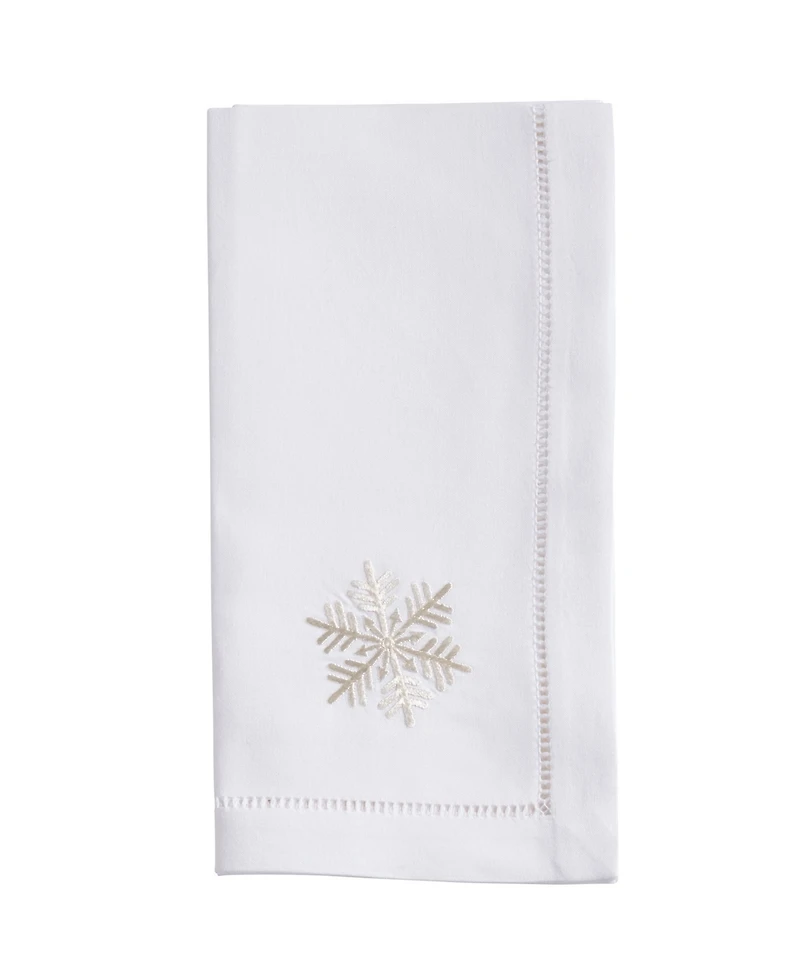 Saro Lifestyle Snowy Delight Embroidered Napkin Set of 6, 20"x20"