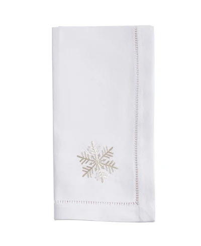 Saro Lifestyle Snowy Delight Embroidered Napkin Set of 6, 20"x20"