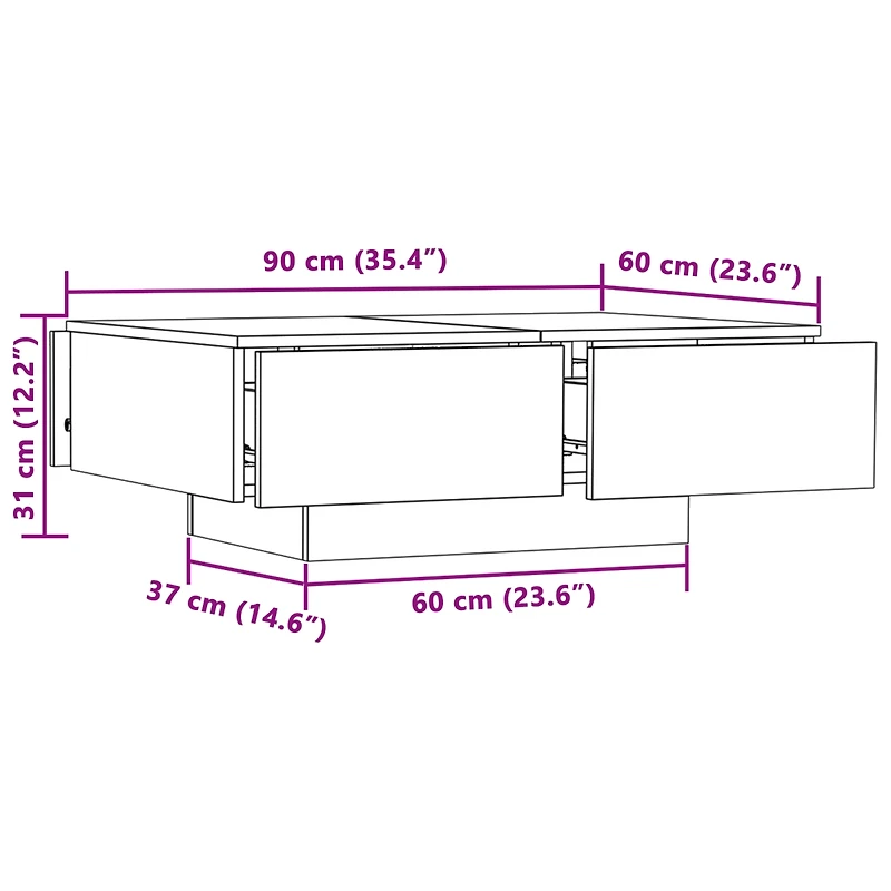 Coffee Table Sonoma Oak 35.4"x23.6"x12.2" Engineered Wood