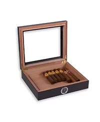 Bey-Berk "Carbon Fiber" Cedar-Lined Humidor with Hygrometer and Humistat