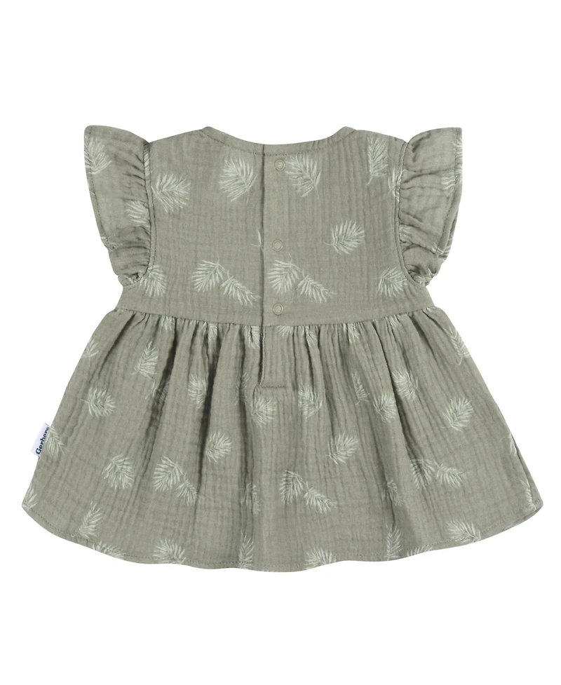 Gerber Baby Girls Gauze Dress and Diaper Cover Set, 2 Piece