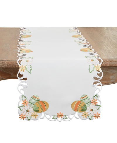 Saro Lifestyle Embroidered Easter Eggcellent Table Runner, 16"x120"