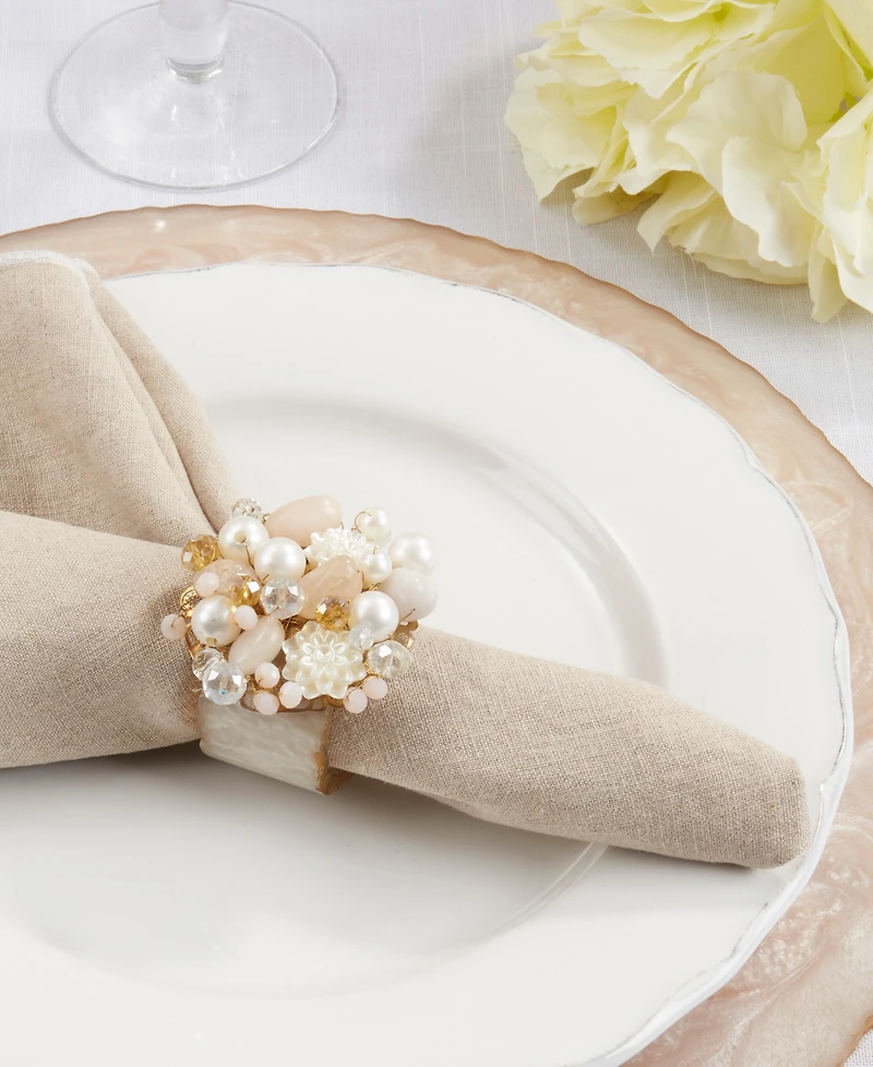 Saro Lifestyle Beaded Radiance Resin Napkin Ring Set of 4