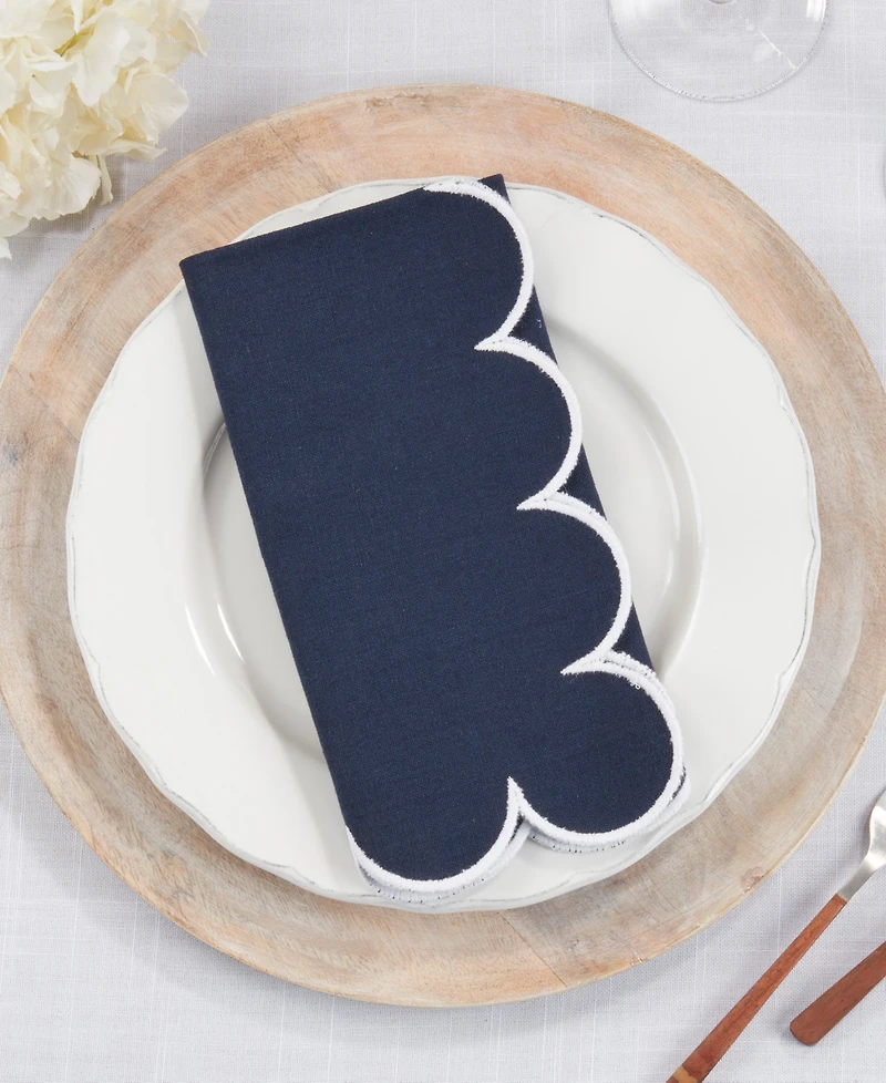 Saro Lifestyle Scalloped Hem Napkin Set of 4,20"x20"