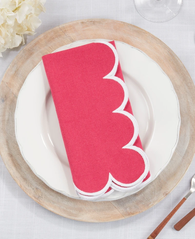 Saro Lifestyle Scalloped Hem Napkin Set of 4,20"x20"