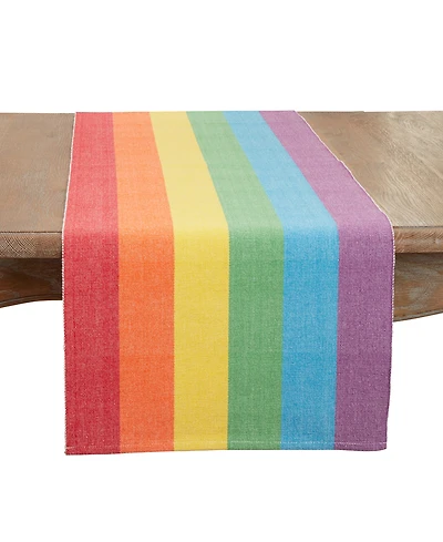 Saro Lifestyle Rainbow Stripe Delight Table Runner, 16"x72"