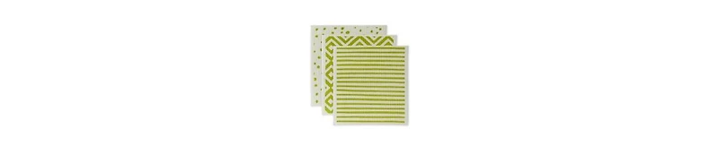 Design Imports Swedish Dishcloths for Kitchen Cleaning, Machine Washable Dishwasher Safe, 7.75 x 6.75", Avocado White