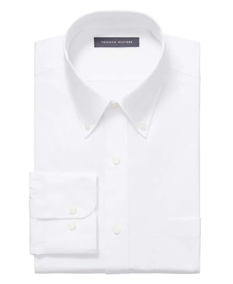 Tommy Hilfiger Men's Regular Fit Wrinkle Resistant Stretch Dress Shirt