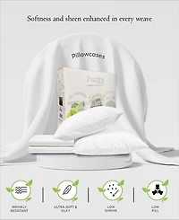 Purity Home 400 Thread Count Wrinkle Resistant Cotton Sateen Pillowcase Pair