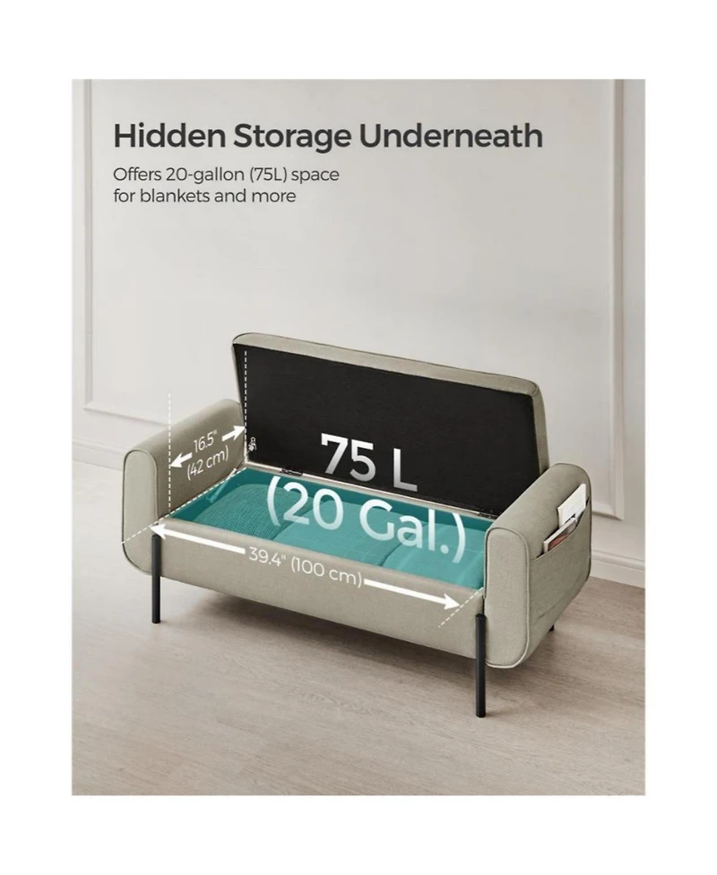 Slickblue Stylish Storage Bench with Designer Armrests
