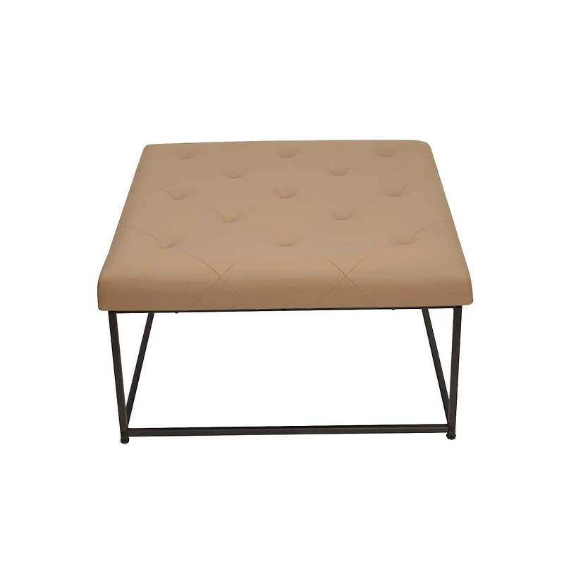 Merrick Lane Almas 30-Inch Square Tufted Ottoman With Durable Metal Frame