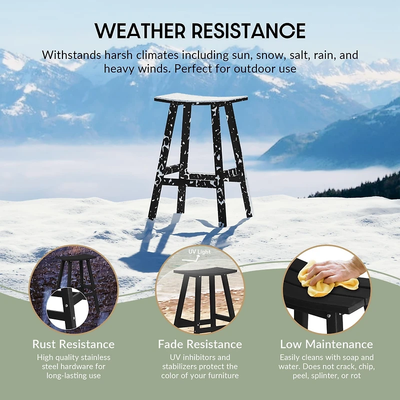 Outdoor Patio Adirondack Bar Height Stool Saddle Seat Chair