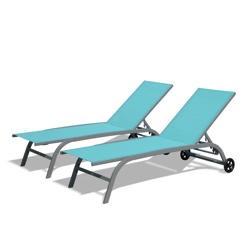 Streamdale Turquoise Blue Outdoor Chaise Lounge Set