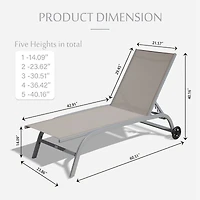 Streamdale Khaki Outdoor Lounge Chair Set with Wheels