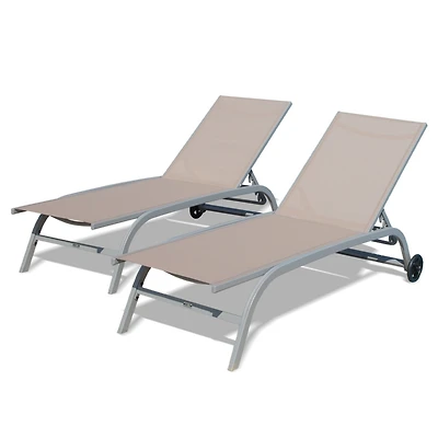 Streamdale Khaki Outdoor Lounge Chair Set with Wheels