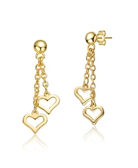 GiGiGirl Kids 14k Yellow Gold Plated Double Heart Halo Dangle Chain Drop Earrings