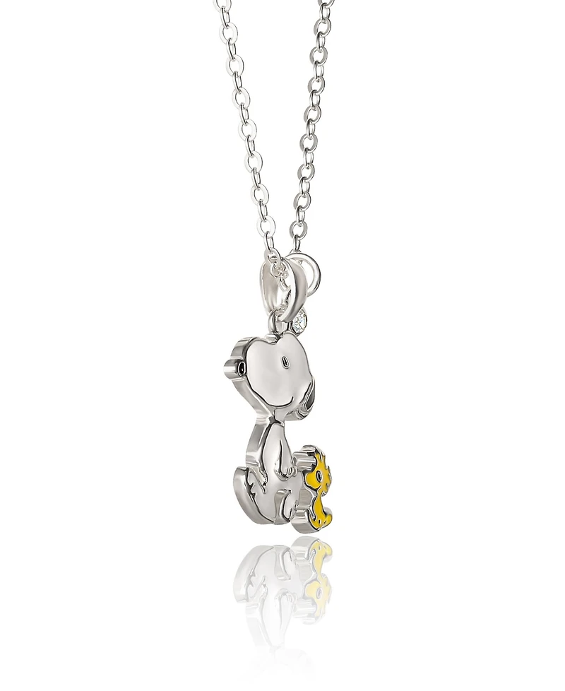 Peanuts Snoopy and Woodstock 3D Pendant Necklace, 16 + 2'' Chain