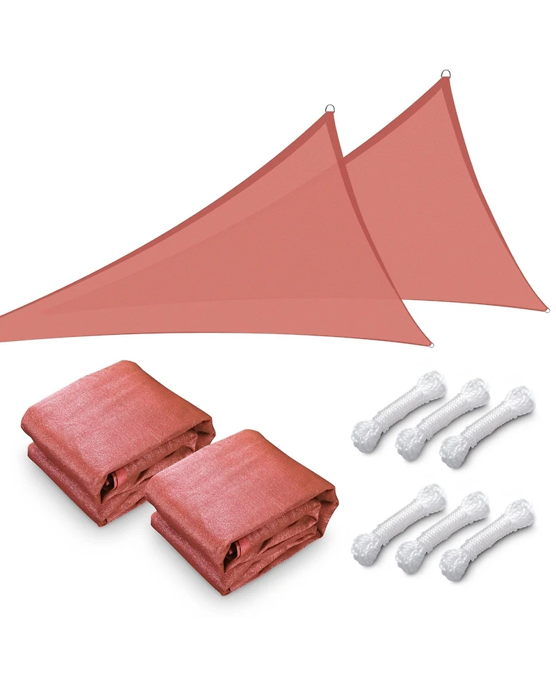 20 Ft 95% Uv Block Triangle Sun Shade Sail Outdoor Patio Pool Cover Net 2Pack