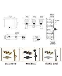 Mondawe 3-Handle Waterfall Wide-Spray High Pressure Tub and Shower Faucet Matte Black With Valve