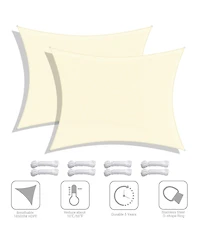2 Pack 13x10 Ft 97% Uv Block Rectangle Sun Shade Sail Hdpe Canopy Cover Net Lawn