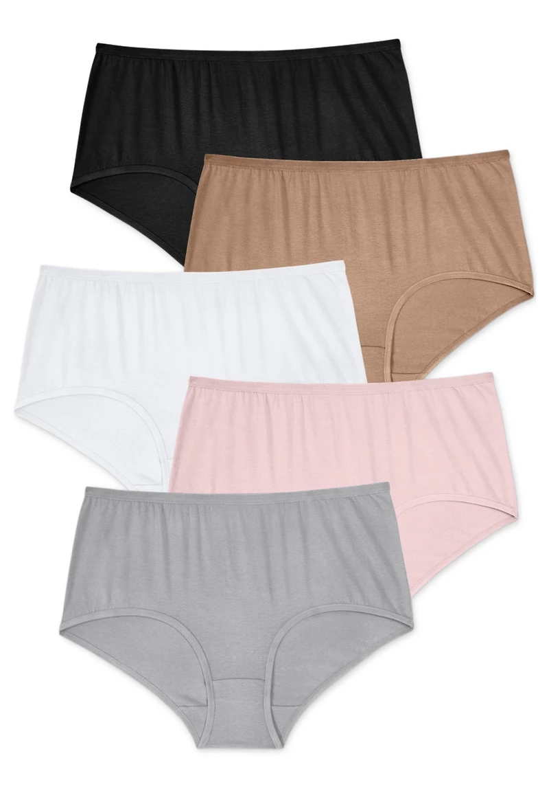 Comfort Choice Women's Full Coverage Stretch Cotton Brief 5-Pack