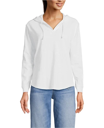 Lands' End Women's Long Sleeve Slub Hooded Popover