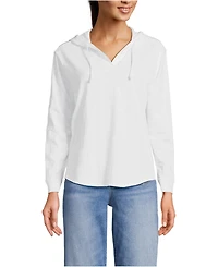 Lands' End Women's Long Sleeve Slub Hooded Popover