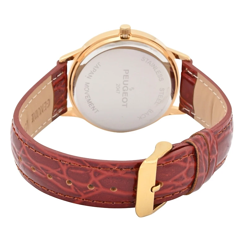 Peugeot Men's 38mm Brown Sun-Moon Brown Leather Strap Watch
